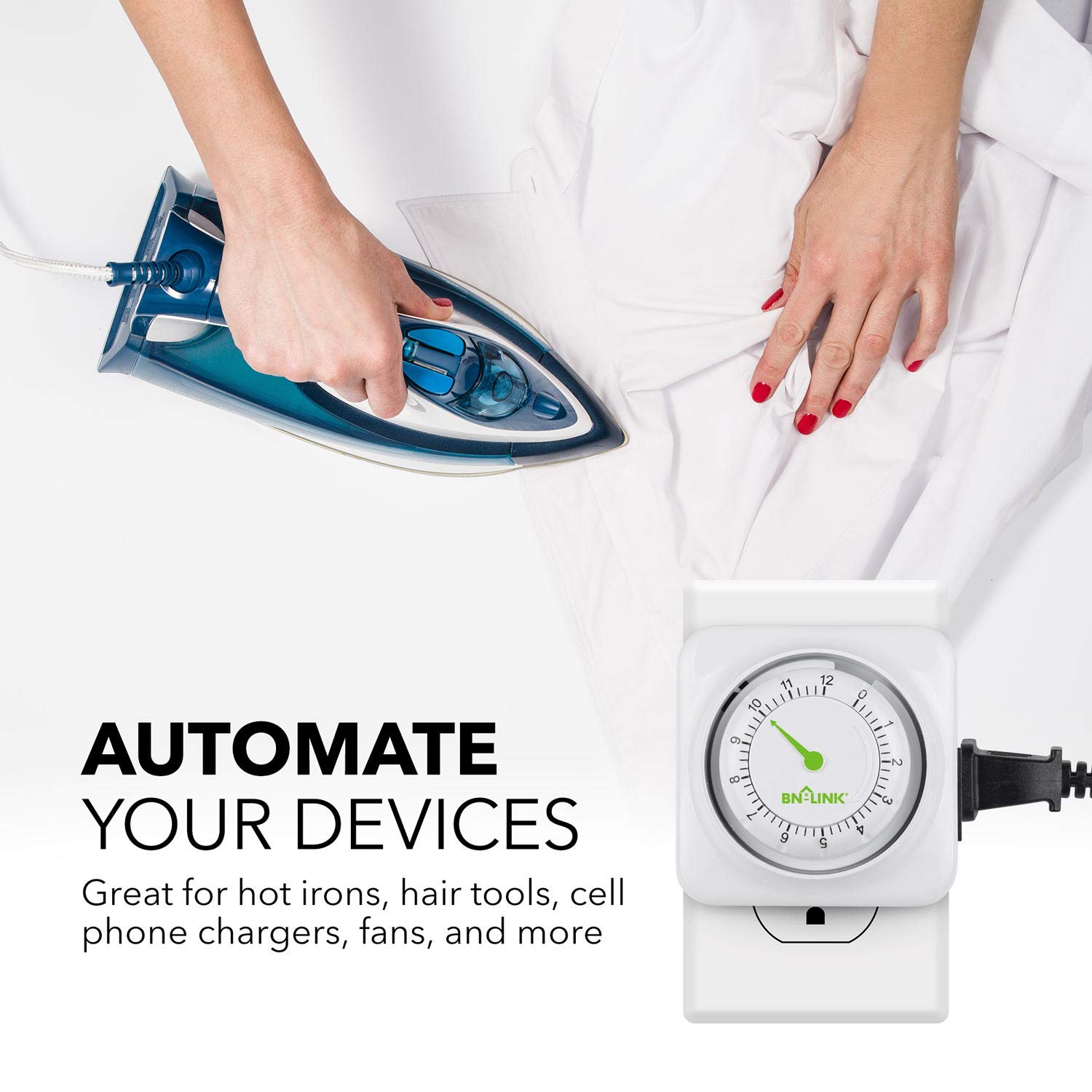 BN-LINK 12 Hour Mechanical Accurate Countdown Timer with Grounded Pin - Energy Saving for Kitchen, Phone Charger, Lamps, Security 1875W, 1/2 HP, ETL Listed: Industrial & Scientific