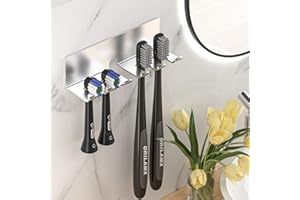 Toothbrush Holders Toothbrush Holder Wall Mounted - Electric Tooth Brush Holder for Bathroom, Self Adhesive Non Screw Toothbr