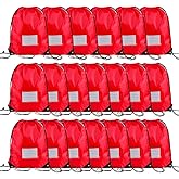 20 Pcs Drawstring Bags,Bulk Draw String Backpack, DIY Gym Sports Cinch Bag Sackpack for Women Men, Red