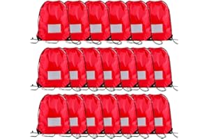 CODOBON 20 Pcs Drawstring Bags,Bulk Draw String Backpack, DIY Gym Sports Cinch Bag Sackpack for Women Men, Red