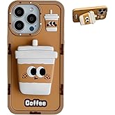 QoKcoahn Case for iPhone 16 Pro Max,Funny 3D Cartoon Coffee Cup Holder Cases Cute Kawaii Phone Cases Soft Silicone Shockproof Protective Case Women Girls for iPhone 16 Pro Max