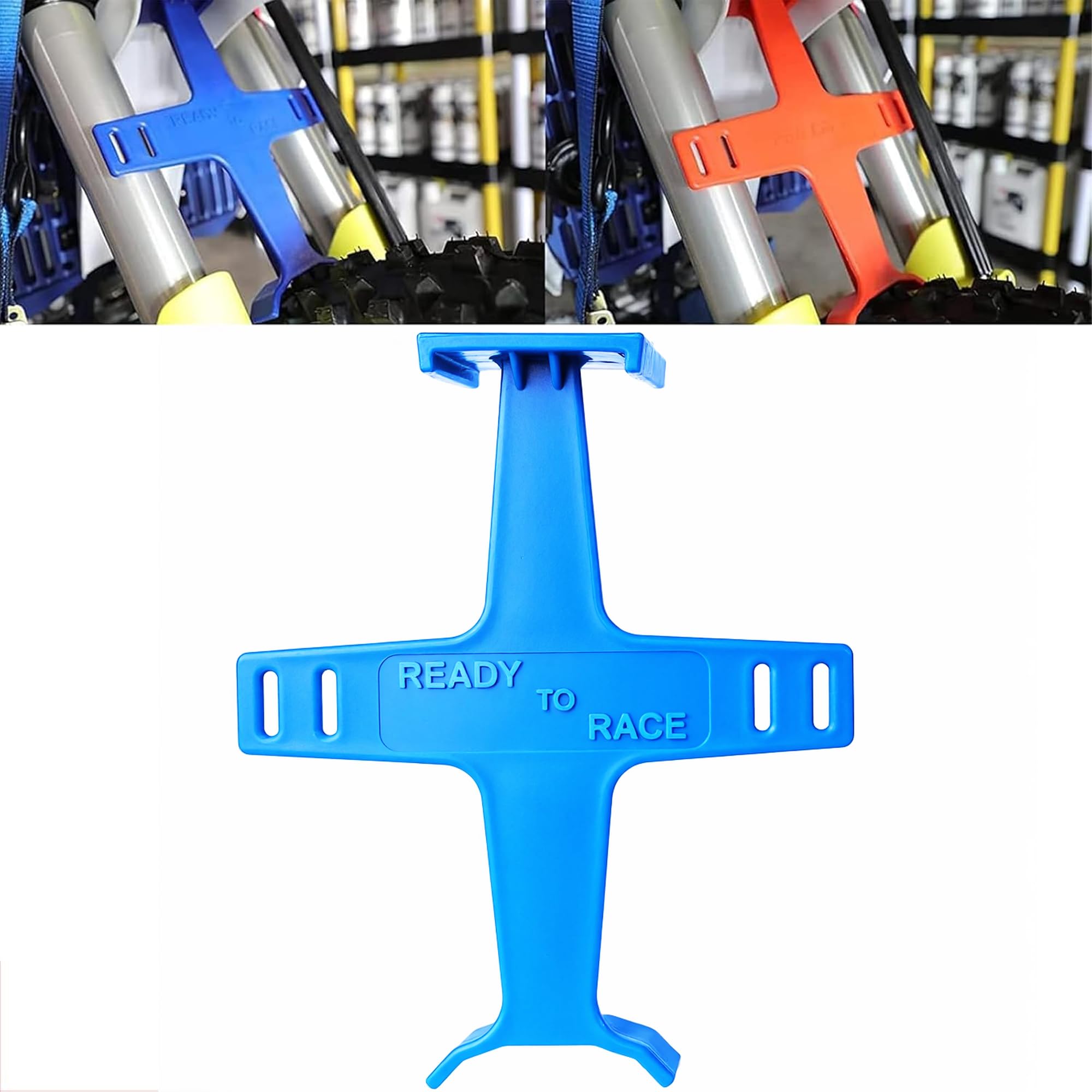 Photo 1 of PRO CAKEN 10.6 inch Universal Motorcycle Fork Brace Protection Plastic Fork Support Guard Fork Saver for Most Motorcycles Pit Dirt Bikes Motorcycle Accessories-Blue