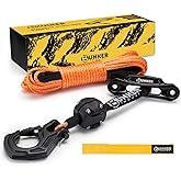 BUNKER INDUST 3/16" x 50' Synthetic Winch Rope Kit,8200 LBS Winch Line Cable Replacement with Protective Sleeve+Winch Fairlead+ Stopper+Hook for 4WD Off Road Vehicle ATV UTV SUV(Orange)