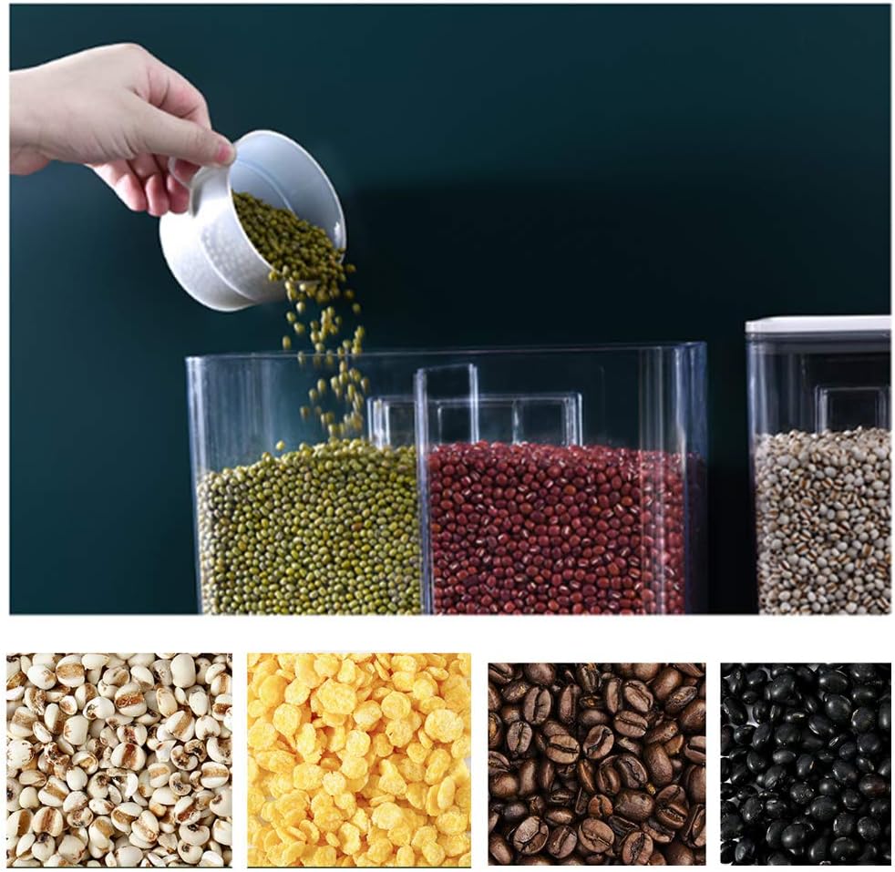 Wall Mounted Dry Food Dispenser - 2-Grid Storage Kitchen Food Dry Food Dispenser, Wall Mount Dispenser for Candy Granola Nuts Beans Not for Oatmeal (3000ML): Kitchen & Dining