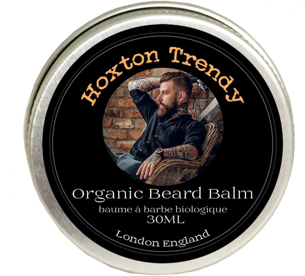 Organic Beard Balm by Hoxton Trendy Premium Quality Balm for Beards, Moustaches, & Goatees - Promotes Healthy Beard Growth - Safe and Natural