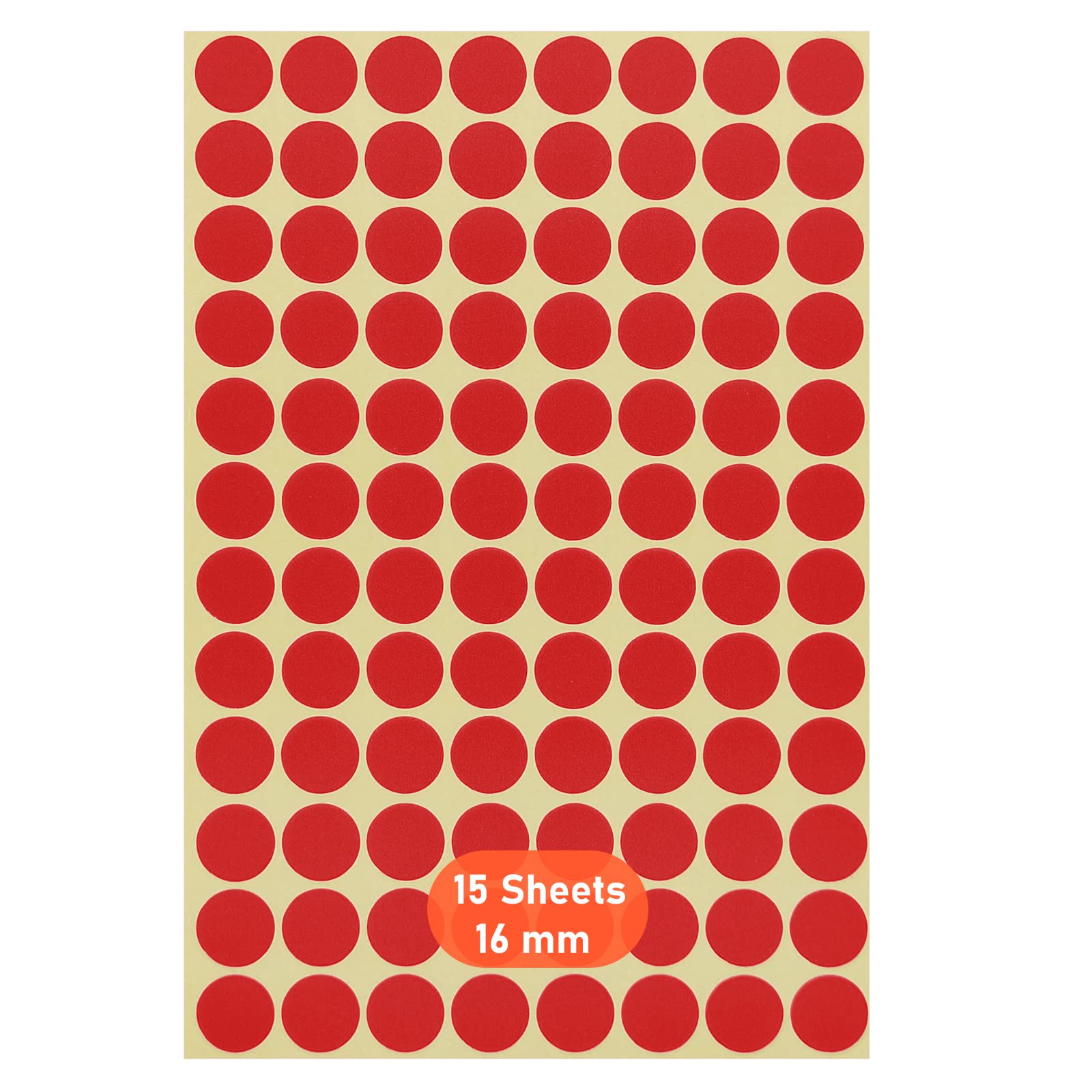 Round Dot Stickers,16mm Self Adhesive Dots 15 Pack Coloured Circle Labels Color Coding Labels for Marking Calendars DVDs School Books Art Crafts 1440 Dots Red