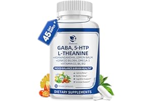 LUKAREE GABA Supplements 750mg with L Theanine, 5HTP, Ashwagandha, Lemon Balm, Ginkgo Biloba, Omega-3, 10 in 1 GABA Calm Capsules for Sleep, Relaxation, Focus, Mood Support, Cortisol Balance - 90CT