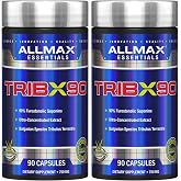 ALLMAX TRIBX90 - 90 Capsules, Pack of 2 - Natural Testosterone Booster - Delivers Bulgarian Species Tribulus Terrestris - 90% Furostanolic Saponins - 180 Total Servings