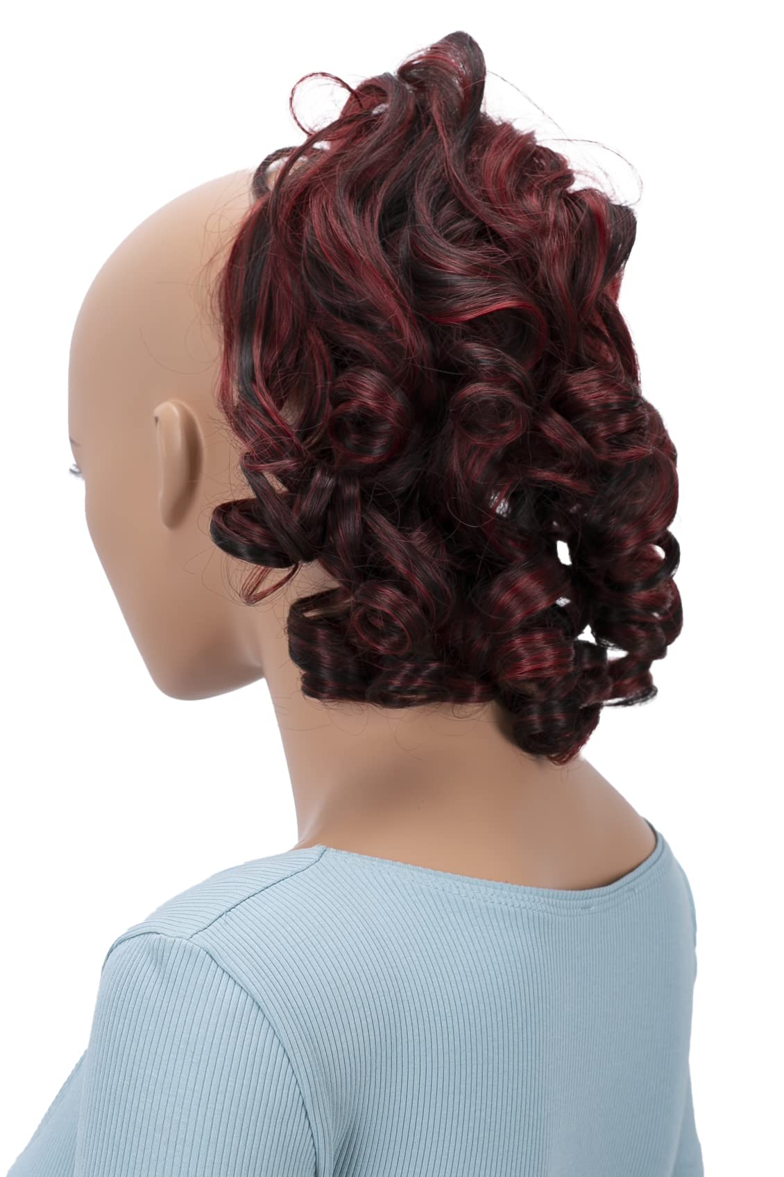 CAISHA Hairpiece Scrunchy Updo Bridal Hairstyles Voluminous Curly Messy Bun Red With Black Highlights G33L