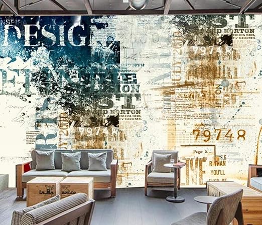 Wallpaper 3d Mural Abstract English Alphabet Retro 70s 80s Home
