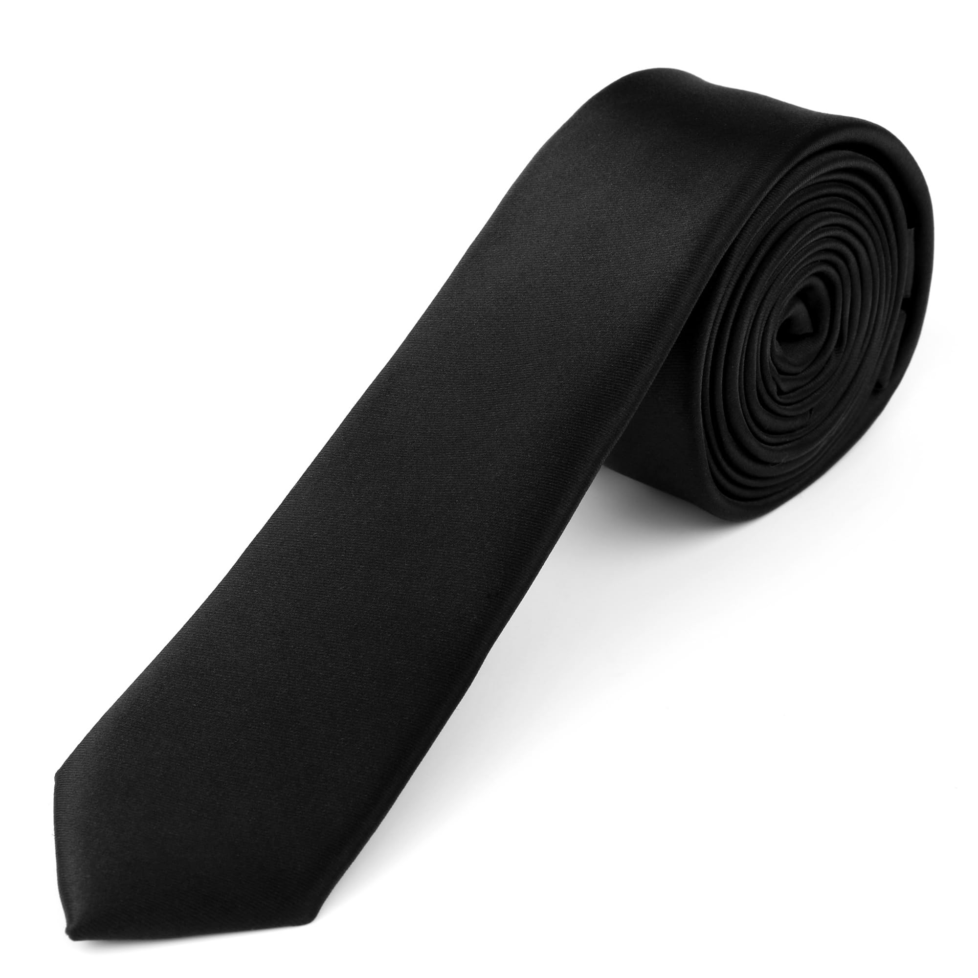 Landisun Black Tie Men Women Solid Skinny Ties Slim Ties Satin Tie