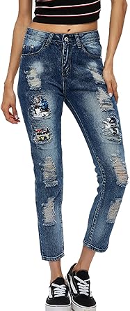 destroyed capri jeans