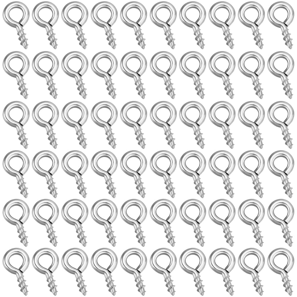 Beebeecraft 1 Box 600Pcs Small Screw Eye Pins 4mm Black 304 Stainless Steel 8x4mm Eyelets Threaded Clasps Hooks for Half Drilled Beads Jewelry Making DIY