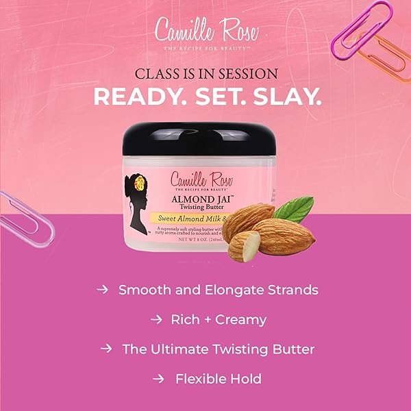 CAMILLE ROSE ALMOND JAI SMOOTH &  ELONGATE TWISTING BUTTER WITH SWEET ALMOND MILK & HONEY, 8OZ