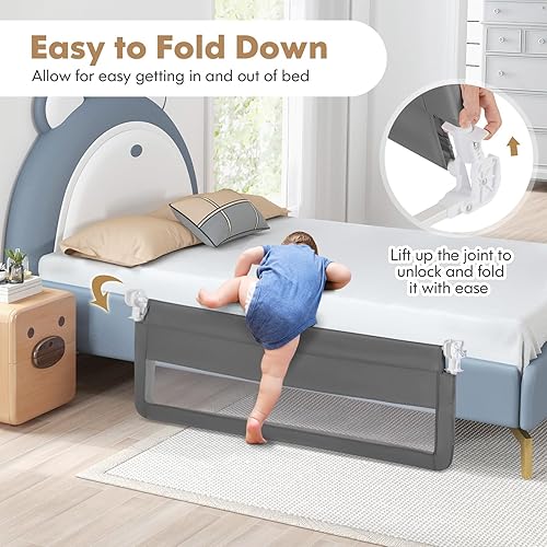 Costzon Bed Rail for Toddlers, PCS Extra Long Swing Down Safety