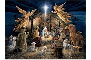 Bits and Pieces – 500 Piece Jigsaw Puzzle for Adults – in The Manger - Christmas Religious Holy Nativity Jigsaw Puzzle by Artist Ruane Manning, Completed Puzzle Size: 18" x 24"