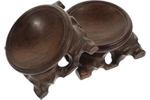 Ciieeo 2pcs Natural Solid Wood Crystal Ball Display Stands with Hollow Base, Decorative Wooden Pedestals