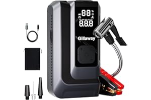 GILLAWAY Jump Starter 4500A Car Jumper Starter Portable with 150PSI Tire Inflator, Battery Jumper Starter Portable, Air Compressor, Flashlight and Power Bank