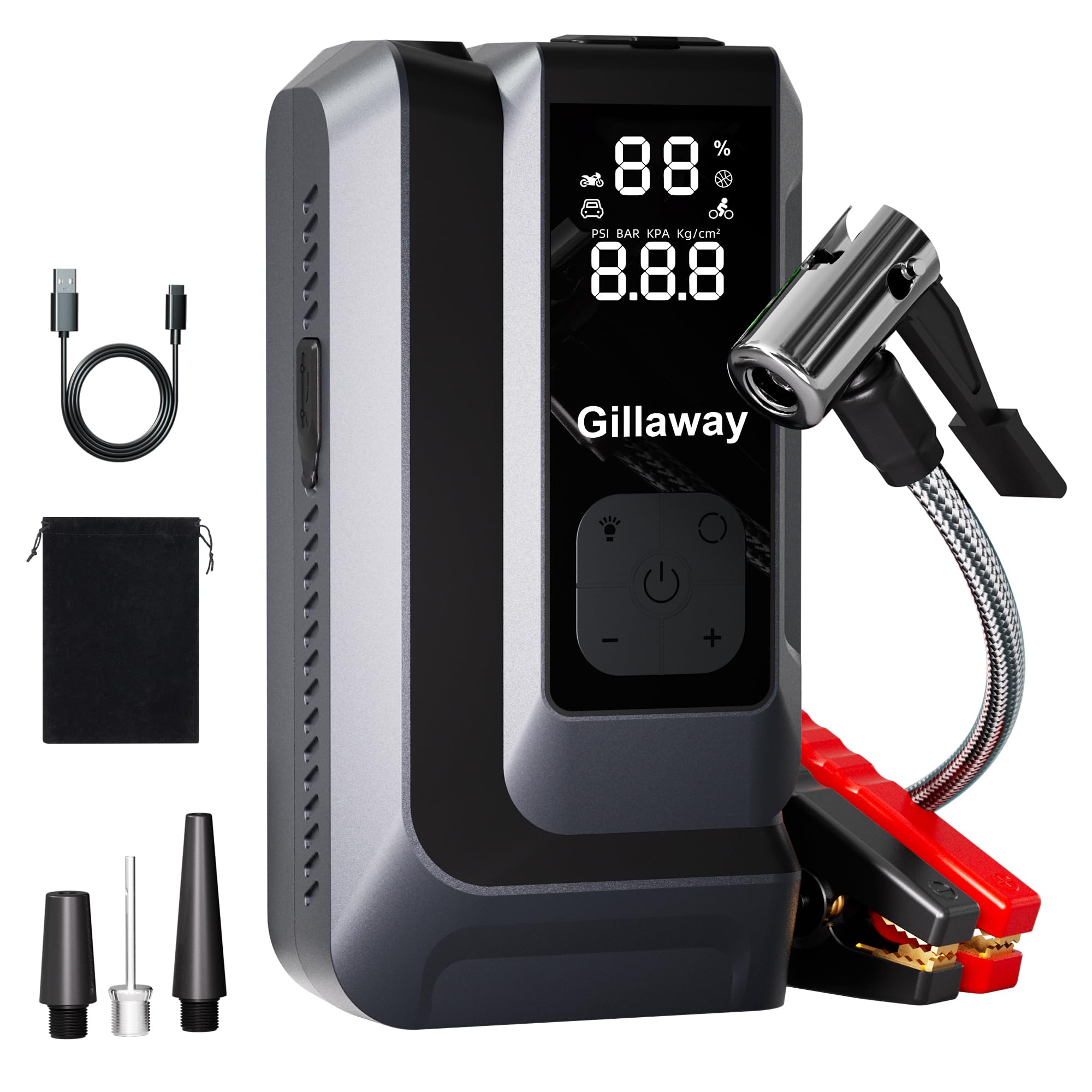 Photo 1 of 7-in-1 Jump Starter 4500A Car Jumper Starter Portable with 150PSI Tire Inflator, Battery Jumper Starter Portable Air Compressor, Flashlight, Power Bank