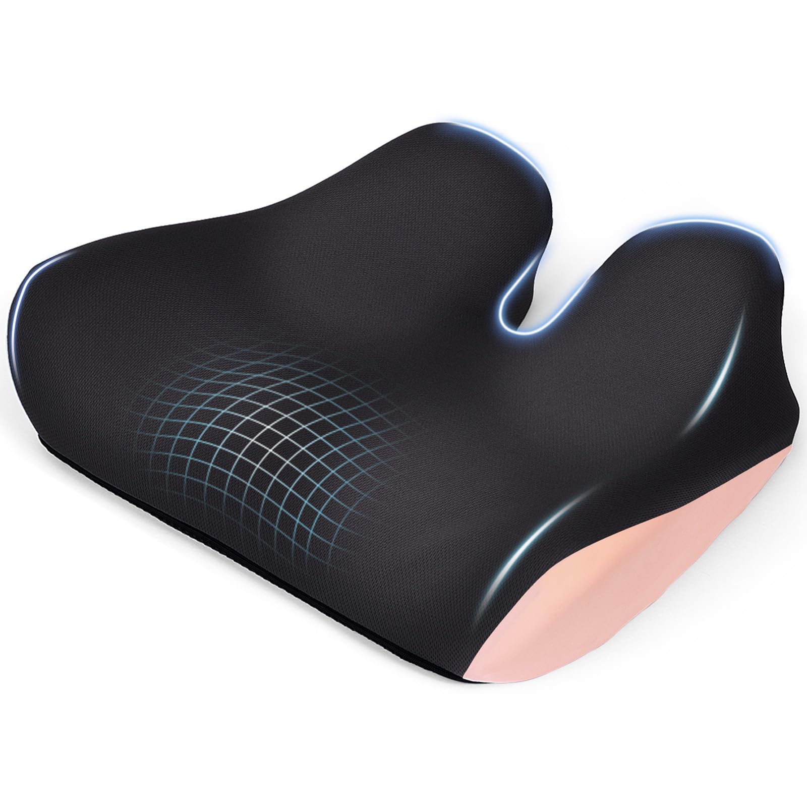 Photo 1 of DAPOTUGI Ergonomic Seat Cushion for Office Chair, Extra Large Car Seat Cushion, Memory Foam Chair Cushion for Tailbone Pain Relief & Pressure Relief Sciatica and Back Support for Long Sitting (Pink)
