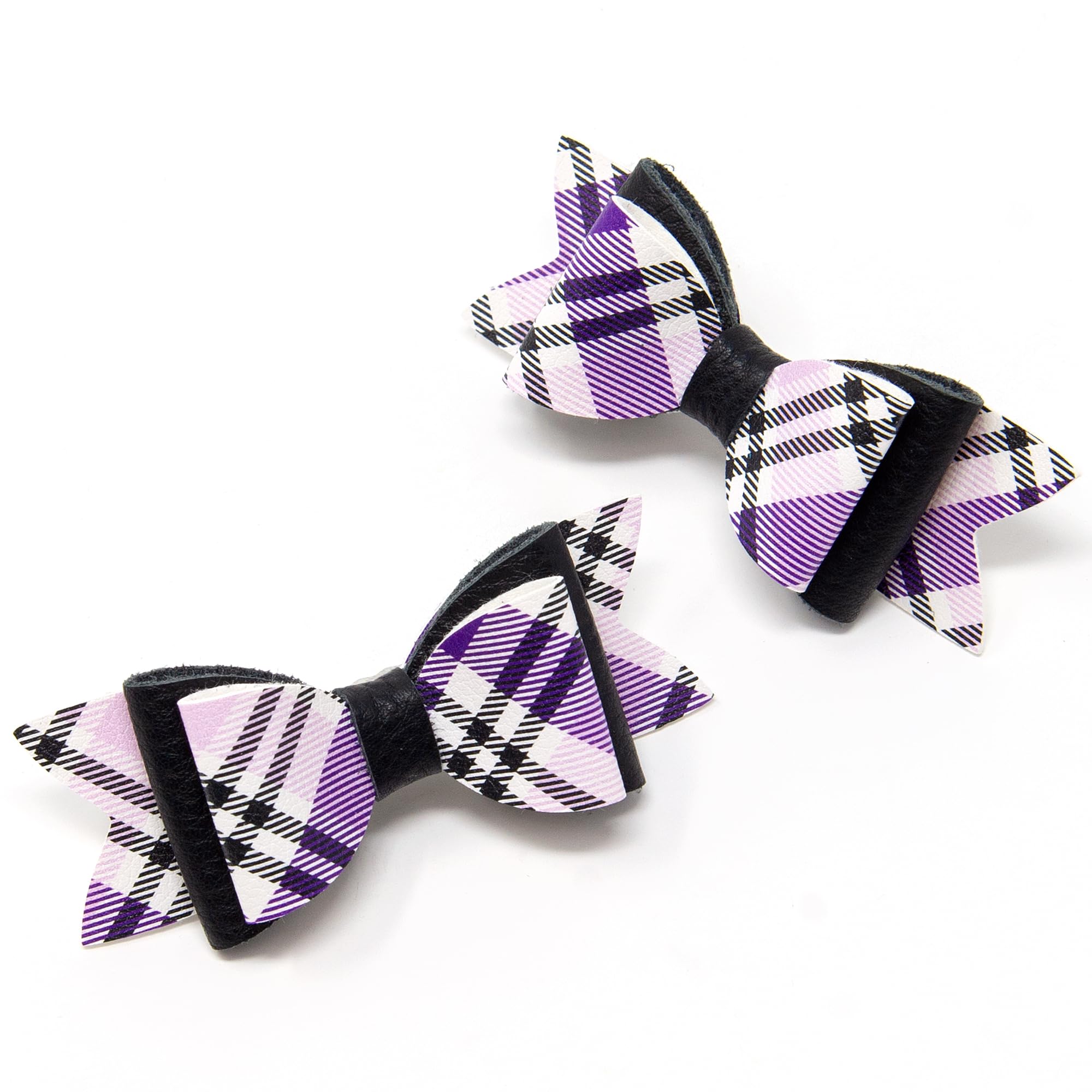 Purple Tartan Print Hair Bows for Girls, Set of Set of 2 Hair Clips, Hair Accessories, Girl's Hair Clip, Made in England by Burton Bows