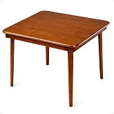 Stakmore Classic Straight Edge Square Wood Folding Table, 32 in, Fruitwood | Foldable for Storage in Small Spaces, Wooden Tabletop Furniture, for Cards, Board Games, Dining, and Extra Seating