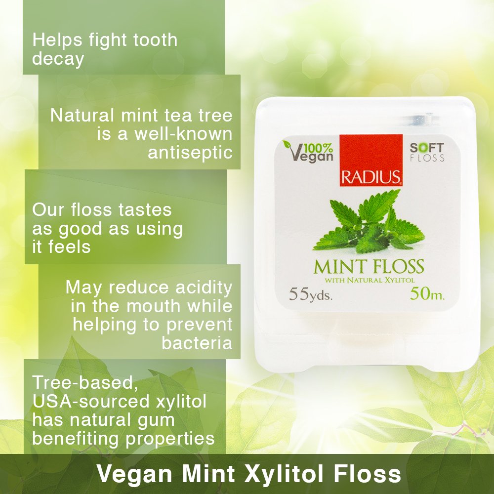 RADIUS USDA Organic Peppermint Dental Floss, 55 yards, Plastic-Free Packaging, Non-Toxic and Designed to Help Fight Plaque : Flossing Products : Beauty