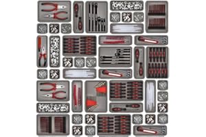AMM 45-Piece Tool Box Organizer Tray Divider Set, Toolbox Desk Drawer Organizer, Garage Organization Storage for Rolling Tool Chest Cart Cabinet Workbench Workshop Small Parts Widget Tool Organizer