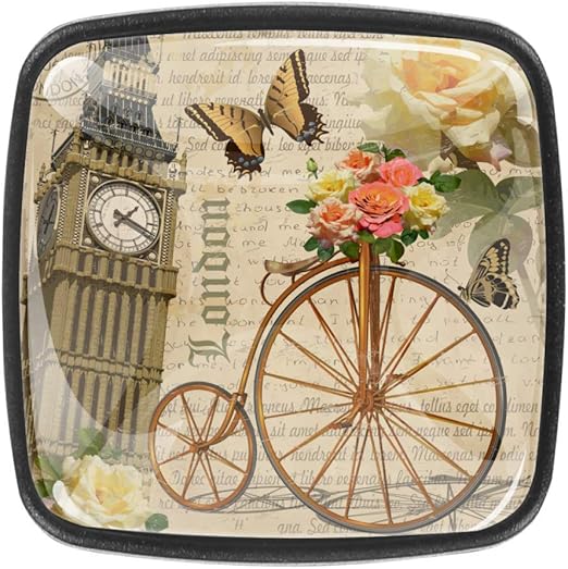 Perillas y manijas del gabinete Reloj Torre Mariposa Bicicleta Perillas