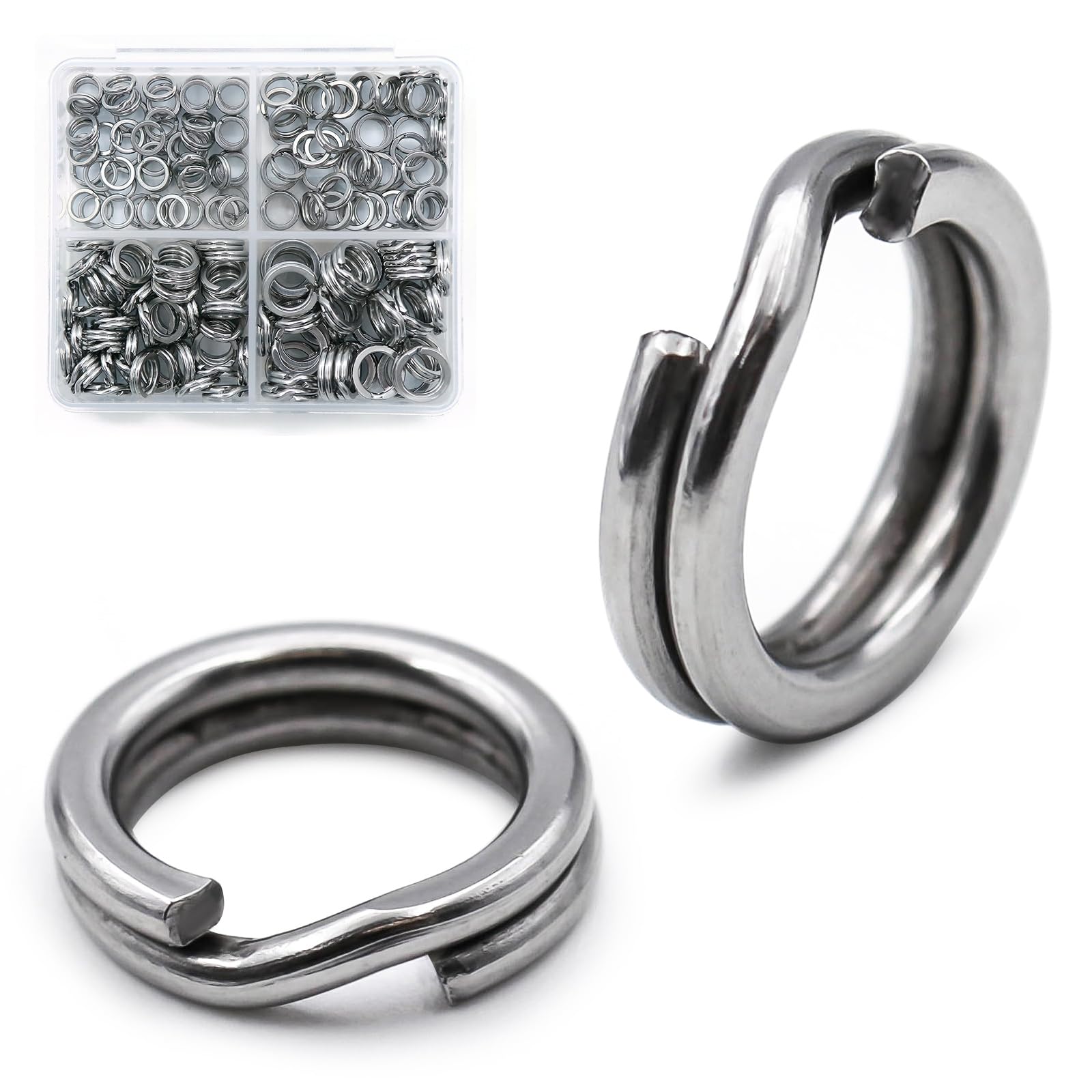 9KM DWLIFE Fishing Split Rings - 50Pcs Stainless Steel Double Ring Clips Snaps for Fishing Hooks Lures Connector Size 3