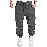 A WATERWANG Men's Sweatpants Casual Cotton Tapered Joggers Athletic Sweat Pants for Men Workout Running with Pockets