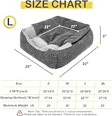 JOEJOY Rectangle Dog Bed Hooded Cave Cushion Large Pet Bed 76x61x23 cm view 5