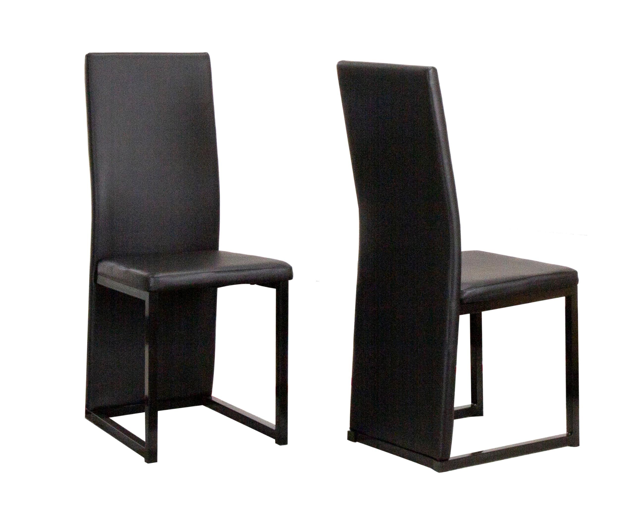 Photo 1 of *** PARTIAL SET *** Sunset Trading Six Cosmic Black Faux Leather Upholstered Dining Chairs with Powder-Coated Metal Legs | Set of 6 | Top to Floor Padded High Backs | Contemporary Kitchen Sidechairs
