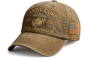 iwykwrf Marine Corps 250th Anniversary Baseball Cap for Men,250th Anniversary Tribute Washed Cap Retro Marine Veteran Hat