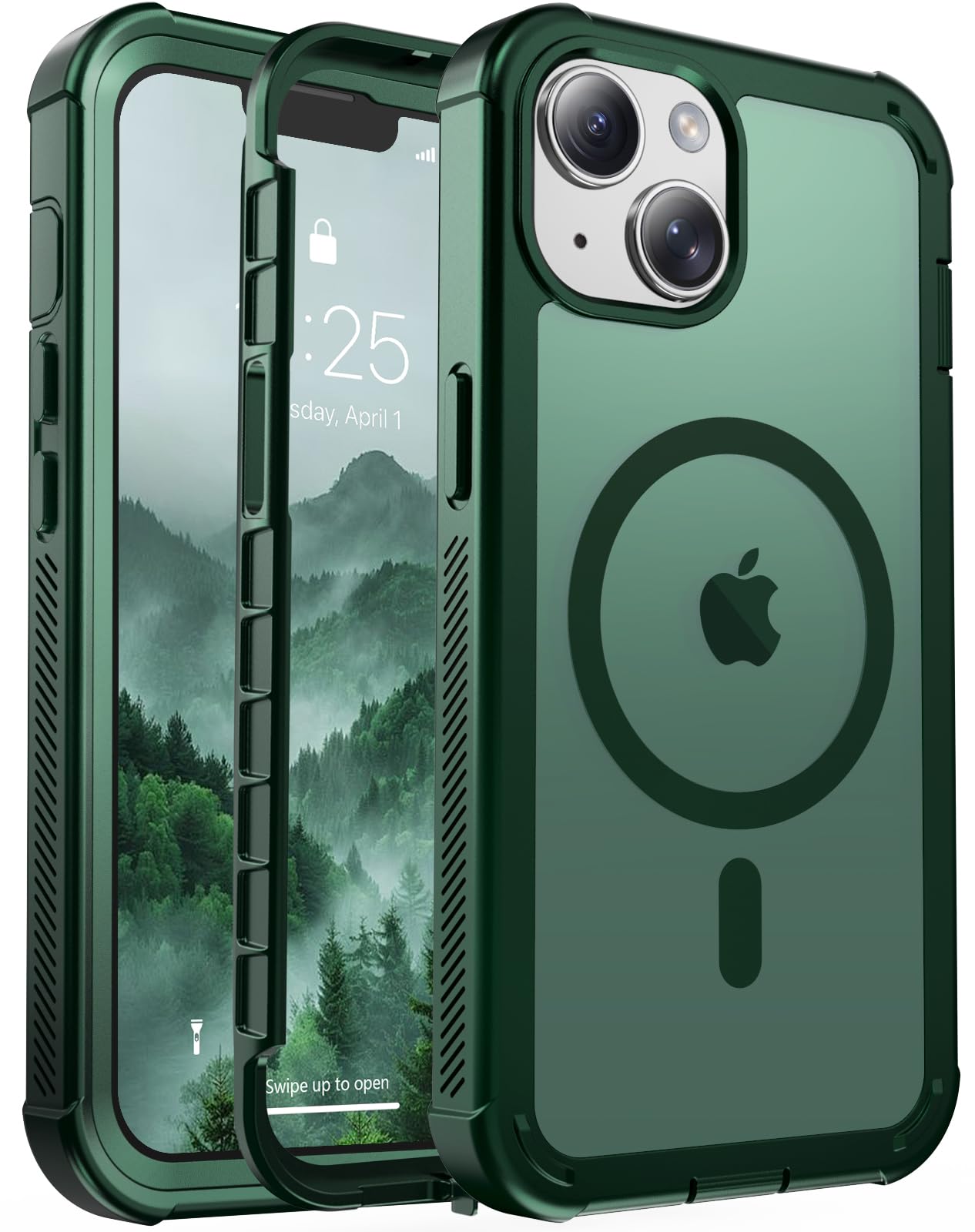 Photo 1 of jaroco Magnetic for iPhone 14 Case, [Compatible with MagSafe][Military Grade Drop Protection][Heavy Duty Protection][Non-Slip][Shockproof] 2-Layer Durable Bumper Phone Case 6.1''-Forest Green
