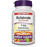 Webber Naturals Melatonin 5 mg Extra Strength, 144 Quick Dissolve Tablets, For Sleep Support, Vegetarian