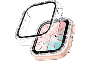 TOCOL 2 Pack Case for Apple Watch SE(2nd Gen) /6/5/4 40mm with Built-in Tempered Glass Screen Protector, Bling Crystal Diamond Face Cover for Women iWatch 40mm, Clear