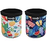 CM Soft Neoprene 7.5 Fl Oz Mini Can Sleeves Insulators Can Cooler Sleek Can Covers for Energy Drink & Beer Cans (7.5 OZ Holiday Pattern (2 Pcs))