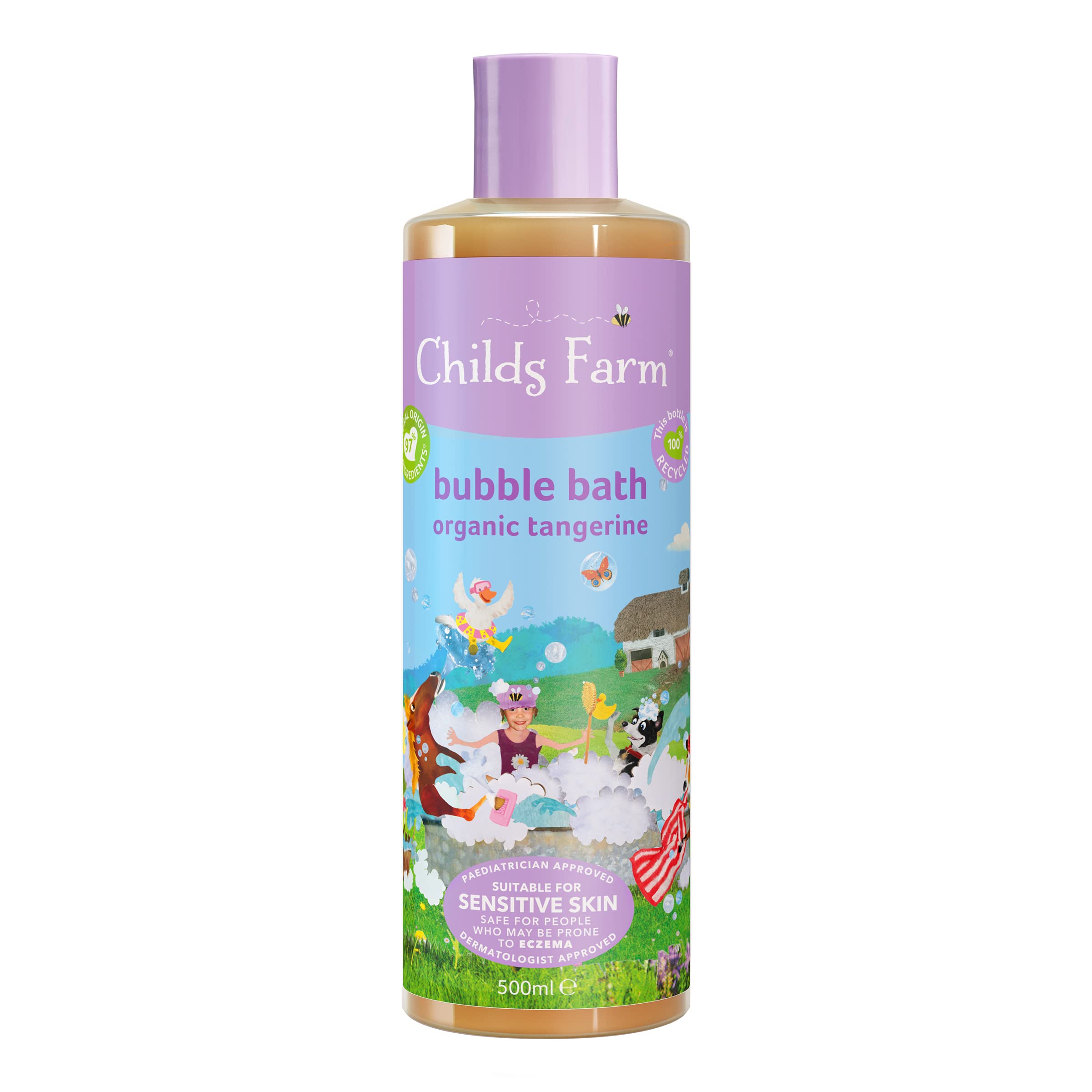 Childs Farm Bubble Bath Organic Tangerine, Moisturising and Gentle, Suitable for Normal, Sensitive and Eczema Prone Skin, Vegan, White, 500 ml