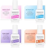 Wakaniya 8 Color Clear Pink Glitter Dip Powder Nail Set Starter Kit Base Top view 6