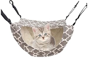 BABYEZZ cat cage Hammock,Hanging Soft Pet Bed for Kitten Ferret Puppy Rabbit or Small Pet (Grey mesh)