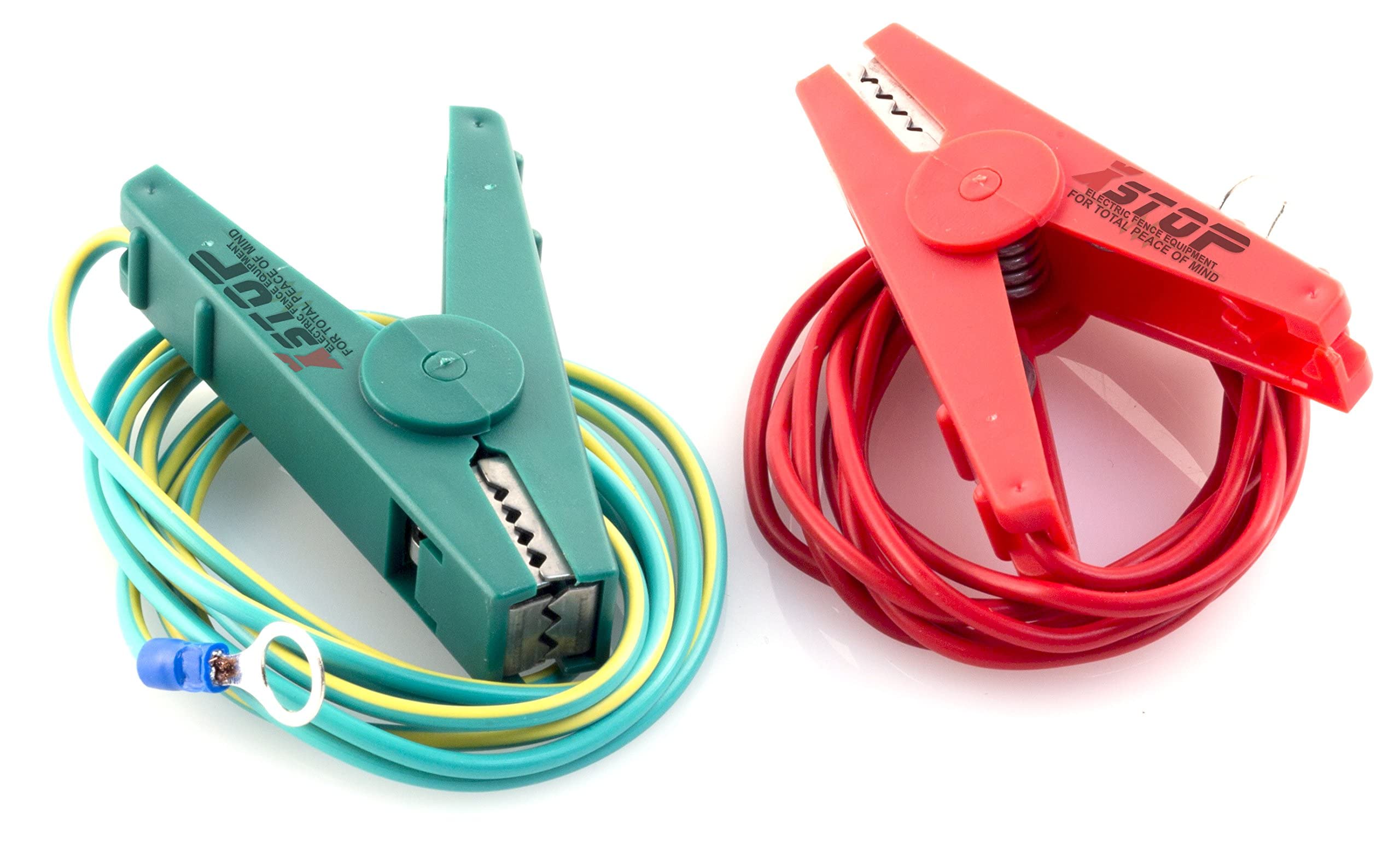 X-Stop Pair of Electric Fence Connection Cable Earth and Fence with Crocodile Clips