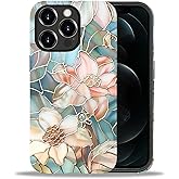 DAIZAG Compatible with iPhone 12 Pro Max Case,Flowers Stained Glass Gold Full Pattern Plastic Soft TPU Anti-Drop,Double Protection Corner Case for iPhone 12 Pro Max