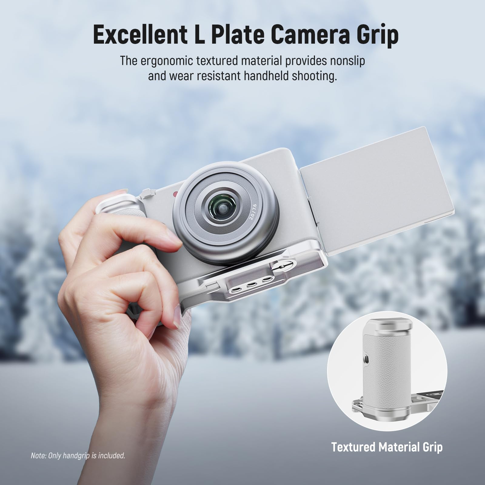 NEEWER ZV-1F ZV-1 II L Plate Compatible with Sony, Metal L Bracket with White Leather Grip, 1/4