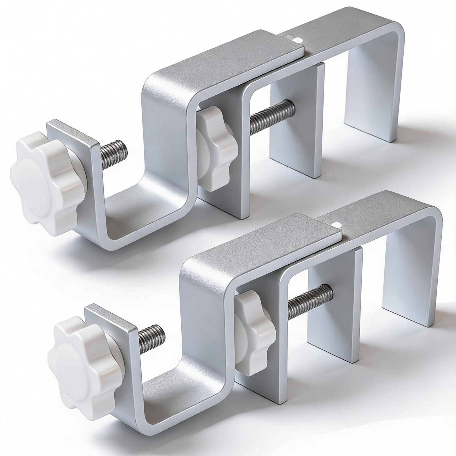 Over Blinds Curtain Rod Brackets for Outside Mounted, No-Drill Blinds Curtain Rod Holders for 1.3-2" Rectangular Headrails, Tool-Free & No Wall Damage, Apartment & Renter Friendly (Set of 2, Silver)