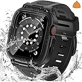 Goton 3 in 1 Waterproof Case with Band for Apple Watch with Built-in Tempered Glass Screen Protector 44mm, 360° Shockproof Bumper Face Cover with Band for Apple Watch SE 3/SE 2/SE, Series 6/5/4, 44mm