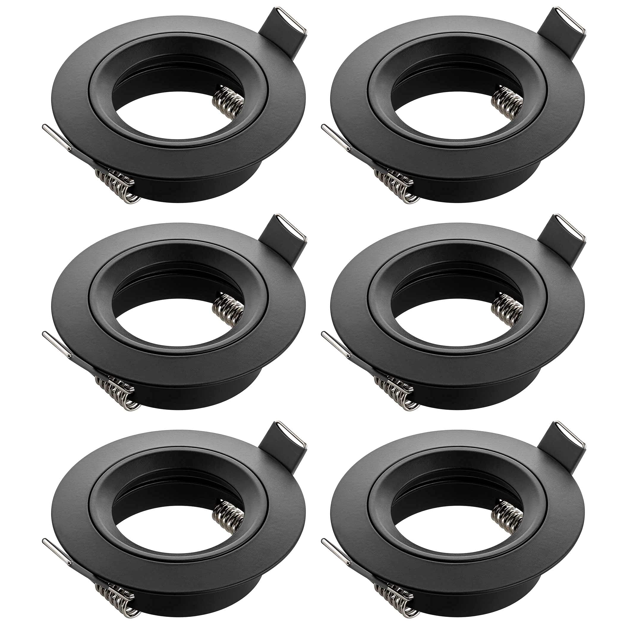 SEBSON 6x Downlights for Ceiling - Recessed, Mounting Hole ø65mm, Frame Aluminium Matt Black, ø80x24mm - LED Spot Lights Ceiling with GU10 Lamp Holder