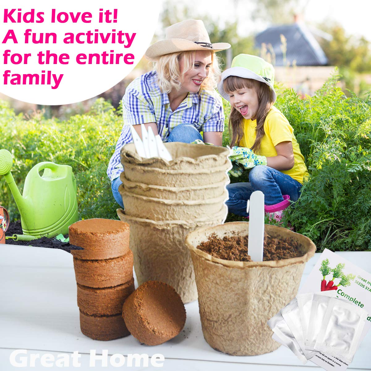 Vegetable Garden Seed Growing Starter Kit Indoor for Kids Easily Grow 5 Fresh Veggie Garden Kit Tomatoes,Purple Carrot,Rainbow Chard,Brussel Sprout Shipping from US