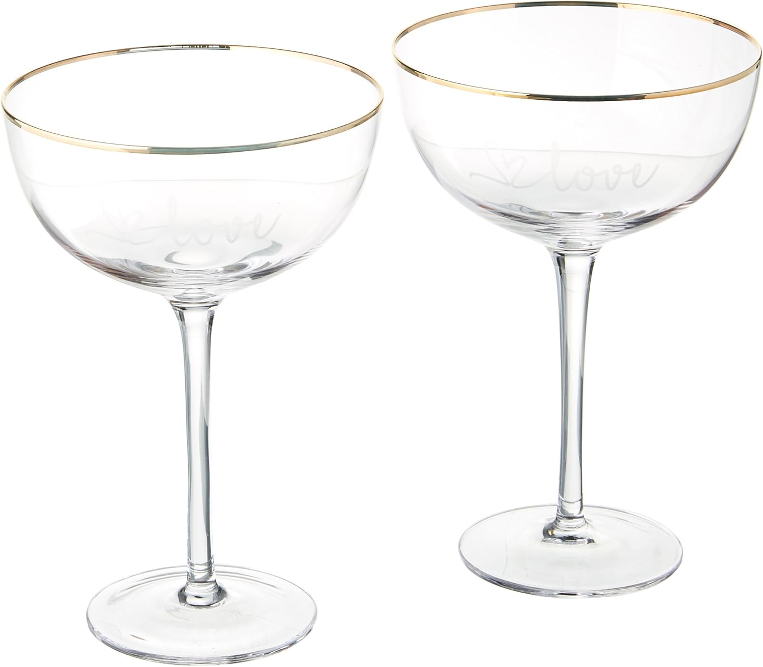 Amazon Com Cathy S Concepts 8 Oz Love Rim Coupe Flute Clear Gold Champagne Glasses