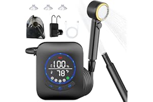 Portable Shower for Camping, 8000mAh Rechargeable Camping Shower Pump with 5 Pressure Modes, IPX8 Waterproof Pocket Outdoor S